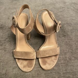 Gianvito Rossi Suede Strappy Block Heel Sandal